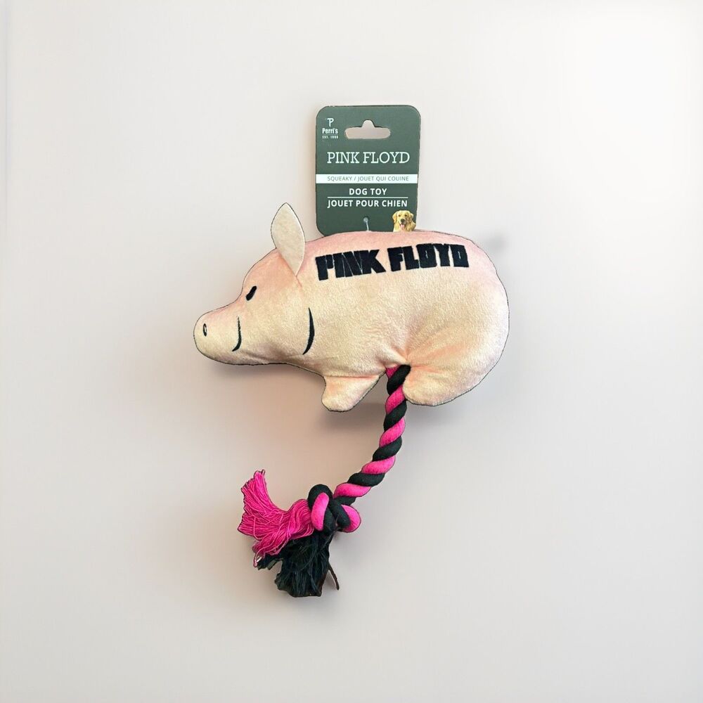 Pink Floyd 8” Squeaky Dog Toy With Pull Rope Perri’s Pig Dog New With Tags